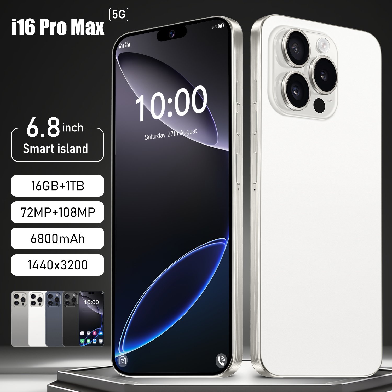 Original i16 phone 16 pro max 6.7 inch 12GB + 1TB dual card Android smartphone 8-core celulares 16 pro max unlocked mobile phone